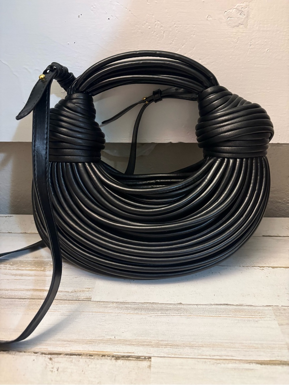 Black Wrapped Hoop Crossbody Bag - noodle bag